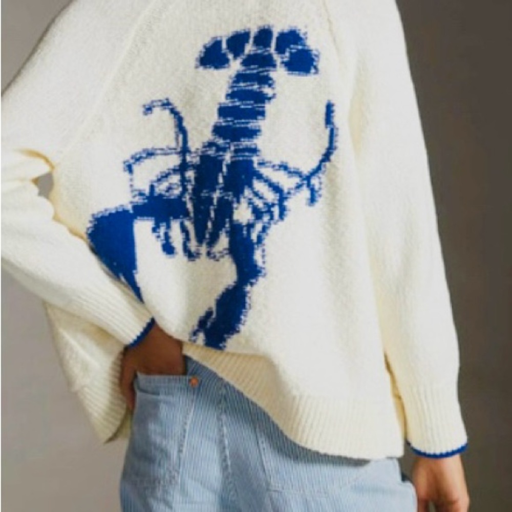 Anthropology navy accent lobster cardy. Cotton. Like new condition.